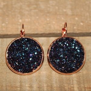 Purple Teal w/ Rose Gold 25mm Druzy Earrings